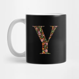 Retro Floral Letter Y Mug